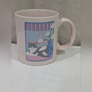 Otagiri Curtis-Swann Cat & Calla Lilies Mug Pink Vintage Japan Vintage 1980's